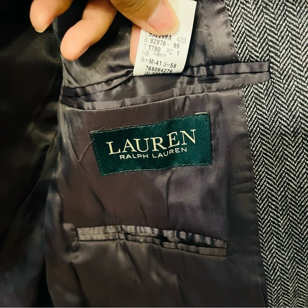 Lauren Ralph Lauren Herringbone Wool Blazer – Gray – 40R Classic Fit